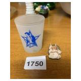 ELVIS FROSTED SHOT GLASS W/ BLUE GRAPHIC, ANGEL