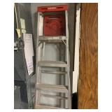 WERNER ALUMINUM STEP LADDER, RED TOP, FOLDING