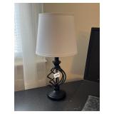 BLACK METAL TABLE LAMP W/ WHITE SHADE, TWISTED