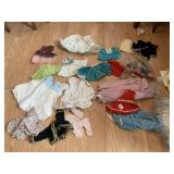 ASSORTED DOLL CLOTHES, VTG STYLES, VARIOUS COLORS