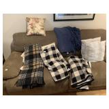ASSORTED THROW BLANKETS & DECORATIVE PILLOWS,