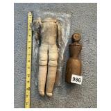 CLOTH DOLL BODY, WOODEN DOLL BODY OR DARNING EGG.