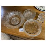 ASSORTED PRESSED GLASS BOWLS, DISHES, FOOTED