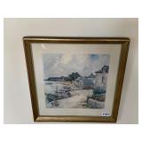 FRAMED WATERCOLOR PAINTING, SIGNED MARE, COASTAL