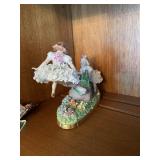 FLOCKED MINIATURE CHRISTMAS TREE, ART GLASS