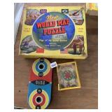 RAND-MCNALLY NEW WORLD MAP PUZZLE, VTG RING TOSS