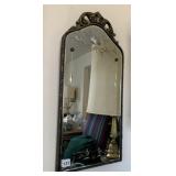 DECORATIVE WALL MIRROR, ORNATE FRAME, ETCHED