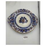 ROYAL S ENGLAND PORCELAIN HANDLED PLATE, BLUE &