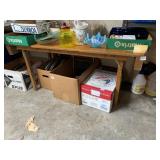 WOODEN FOLDING UTILITY TABLE, LIGHT WOOD FINISH.