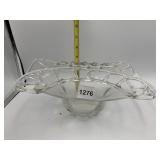CLEAR GLASS DECORATIVE BOWL, OPENWORK RIM.