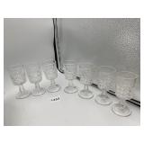 PRESSED GLASS CORDIAL GLASSES, DIAMOND CUT