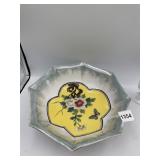DECORATIVE OCTAGONAL BOWL, HAND-PAINTED FLORAL