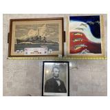 FRAMED WWII USS O'BANNON BATTLESHIP PRINT W/
