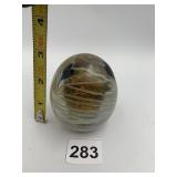 J. HARAKONYI GLASS PAPERWEIGHT, SWIRL DESIGN,