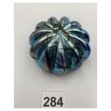 ART GLASS PUMPKIN, IRIDESCENT BLUE/PURPLE,