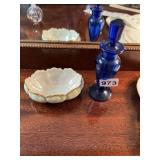 HAND-PAINTED FRANCE IRIDESCENT PIN DISH, W/