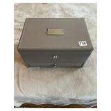 FAUX LEATHER JEWELRY BOX, MULTIPLE COMPARTMENTS,