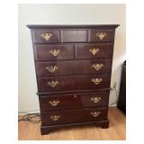 DREXEL MAHOGANY TALL CHEST, BRASS HARDWARE, 9