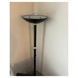 BLACK METAL TORCHIERE FLOOR LAMP, BOWL SHADE,