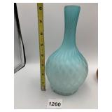 FROSTED TEAL GLASS VASE, TEXTURED DIAMOND
