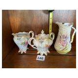 RS PRUSSIA PORCELAIN CREAMERS & SUGAR BOWL,