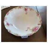 KPM HAND PAINTED BOWL, PINK ROSE FLORAL PATTERN.