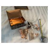 ASSORTED DOLL PARTS, MINIATURE BOTTLES, SMALL