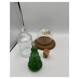 ASSORTED GLASS DECOR, CLEAR GLASS JAR W/ LID,