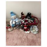 ASSORTED SNOWMAN FIGURES, PLUSH AND CERAMIC, W/