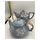 CHATSWORTH HAND DECORATED TEAPOT, BLUE FLORAL