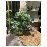 WOVEN BASKET W/ ARTIFICIAL POTHOS PLANT, WOVEN