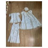 VTG BABY CLOTHING, LACE TRIMMED GOWNS & BONNET,