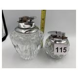 VTG CLEAR GLASS FACETED DESK LIGHTERS W/ CHROME