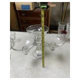 CLEAR GLASS THREE-ARM CANDELABRA, CENTERPIECE,