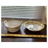 HAND PAINTED NIPPON PORCELAIN BOWL, GILT TRIM,
