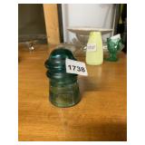 HEMINGRAY GLASS INSULATOR, TEAL.