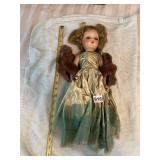 VTG DOLL W/ BLONDE HAIR, FORMAL DRESS, FAUX FUR