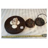 WOVEN BASKETS, ROUND LIDDED W/ SEASHELL