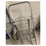 METAL FOLDING UTILITY CART, WIRE BASKET, RUBBER
