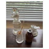 ASSORTED GLASS BOTTLES, INCLUDES PERFUME BOTTLE