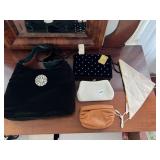 TIANNI BLACK VELVET SHOULDER BAG W/ RHINESTONE