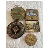 LOU-ANNE CANDIES OCTAGONAL TIN W/ SHIP SCENE,