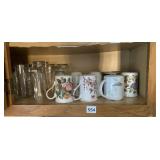 LENOX BUTTERFLY MEADOW ASSORTED TEACUPS, SAUCERS,