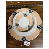 NORITAKE HANDPAINTED PORCELAIN PLATE & FOOTED