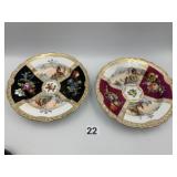 DECORATIVE PORCELAIN PLATES PR, GILT ACCENTS,