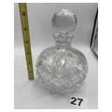 CUT CRYSTAL PERFUME DECANTER, FACETED STOPPER,