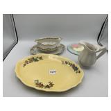 ROYAL WINTON GRIMWADES YELLOW PLATTER, GRAVY BOAT