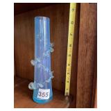 OPALESCENT BLUE GLASS VASE, APPLIED CLEAR GLASS