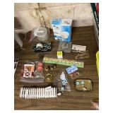 ASSORTED CRAFT SUPPLIES W/ LED LIGHT BULB, TAPE