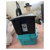 STERILITE PLASTIC STORAGE TOTES, BLACK W/ GREY